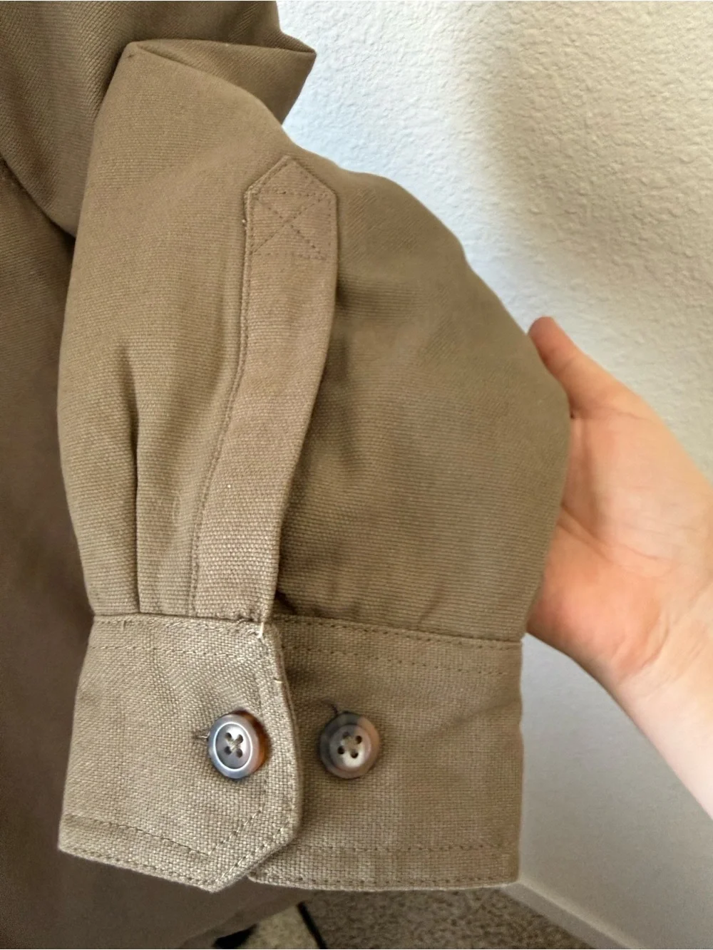 Canyon Guide Cotton Canvas Olive Sherpa Lined Shacket Size L